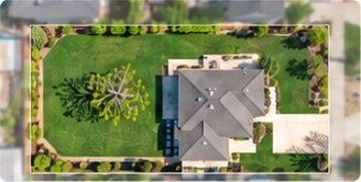 Aerial view of an oversized yard