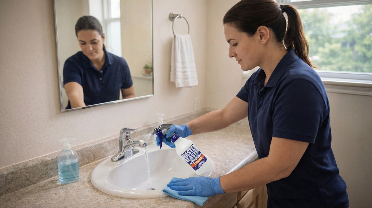 Professional reusable spray bottle used for household cleaning solutions