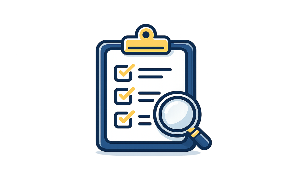 Clipboard Checklist With Magnifying Glass