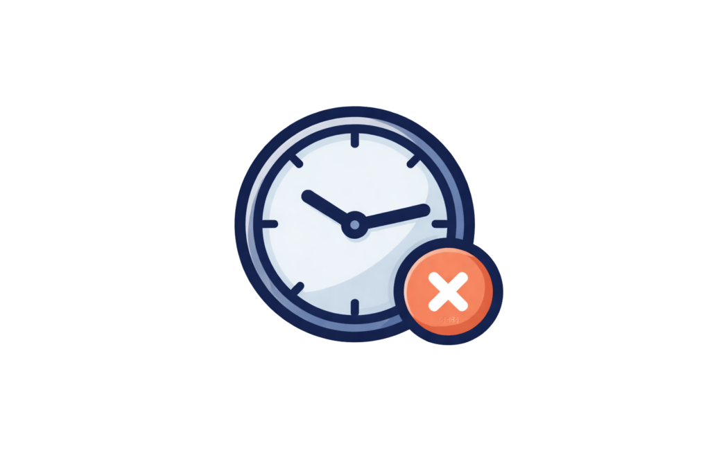 Clock With Red Orange 'x' Icon